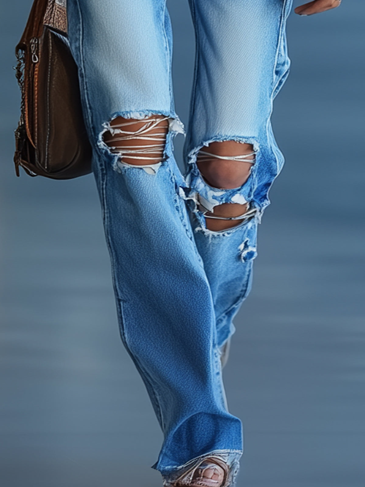 Blue Distressed Denim Jeans