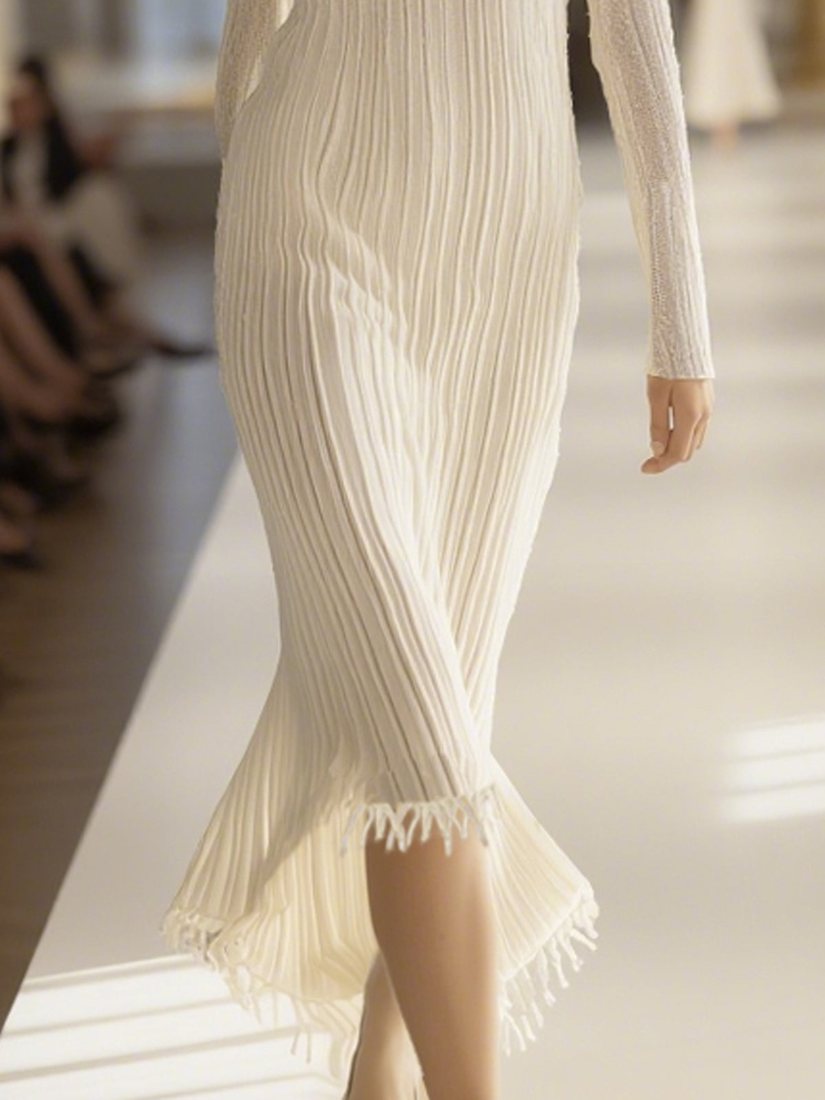 Ivory Sheer Knit 3D Floral Appliqué Mock Neck Long Sleeve Midi Dress