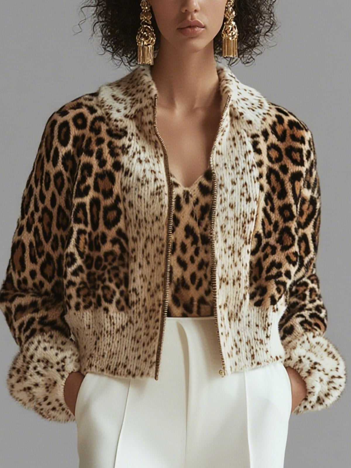 Leopard Print Knitted Sweater