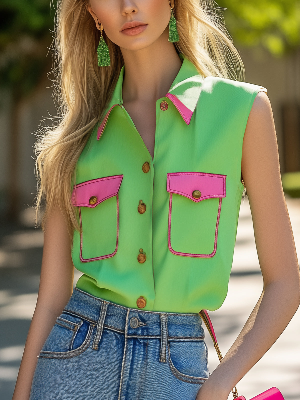 Trendy Colorblock Chiffon Blouse