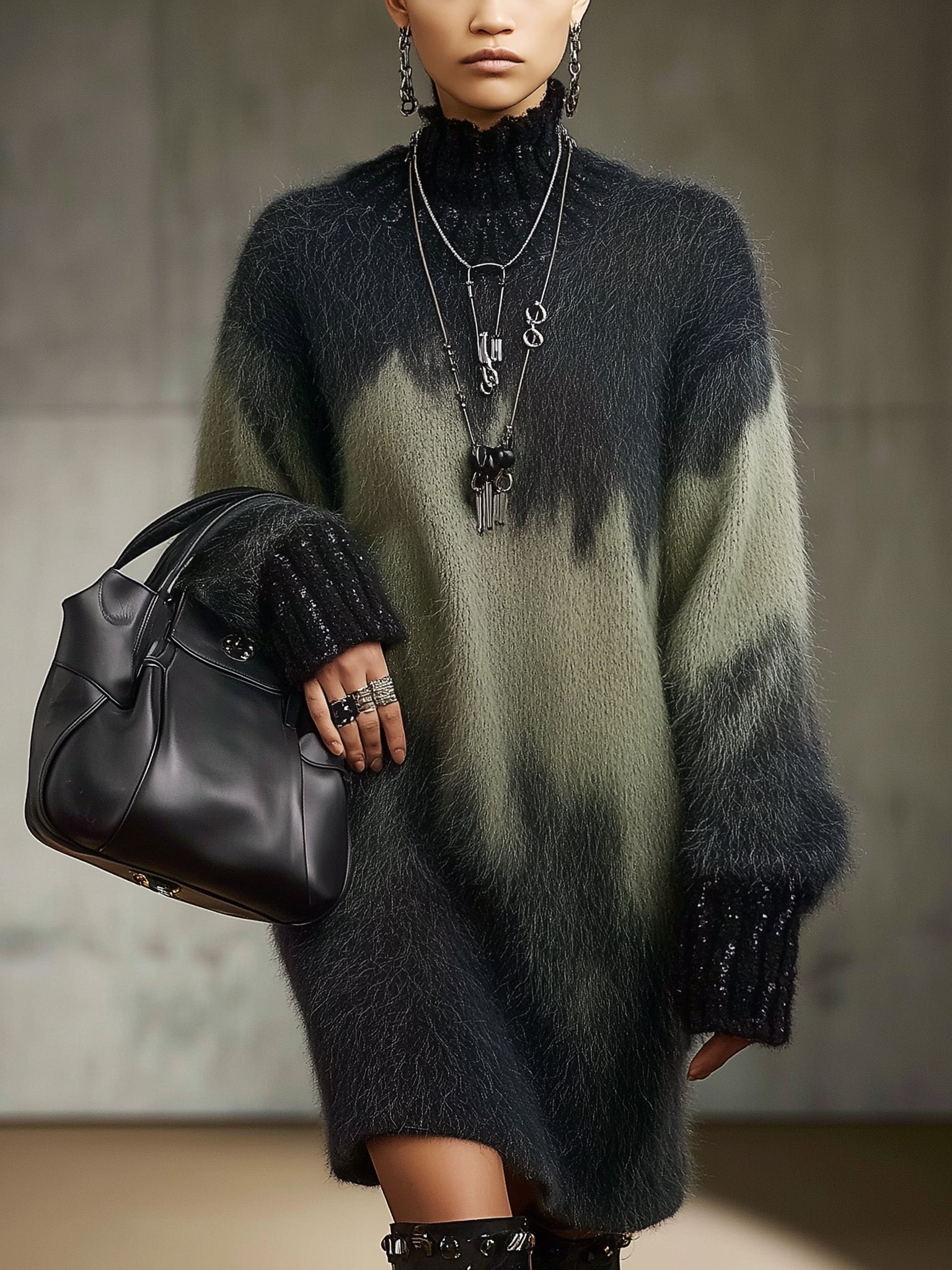 Green Ombre Eco Friendly Mink Oversized Knit Mini Dress