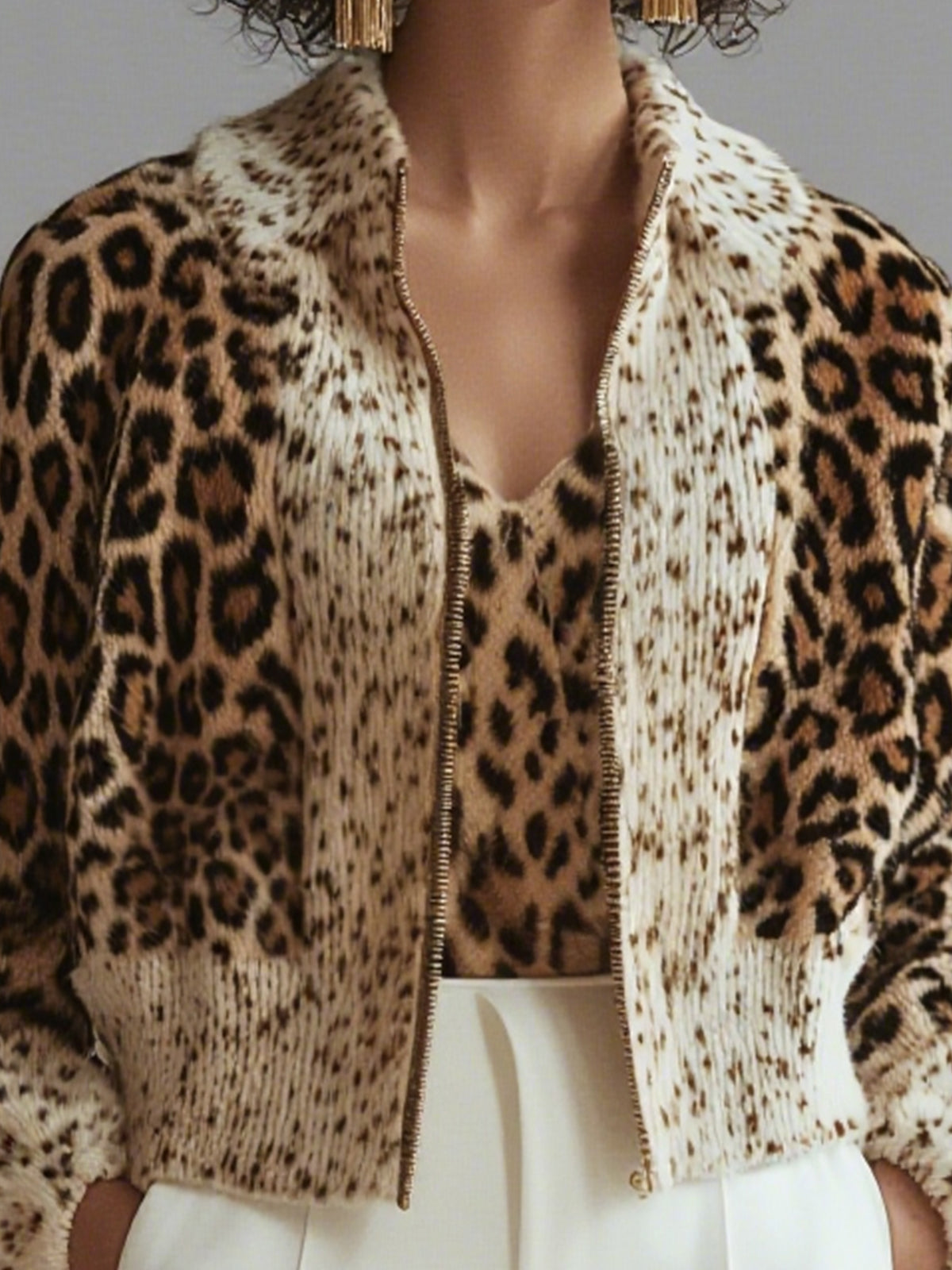 Leopard Print Knitted Sweater
