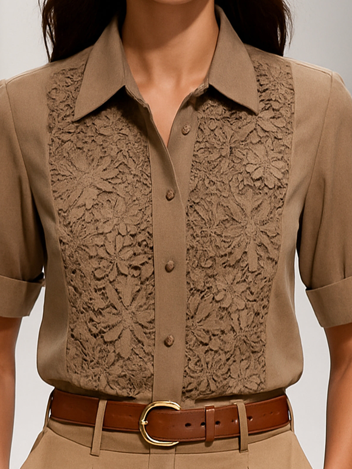Sophisticated Floral Lace Panel Bluse
