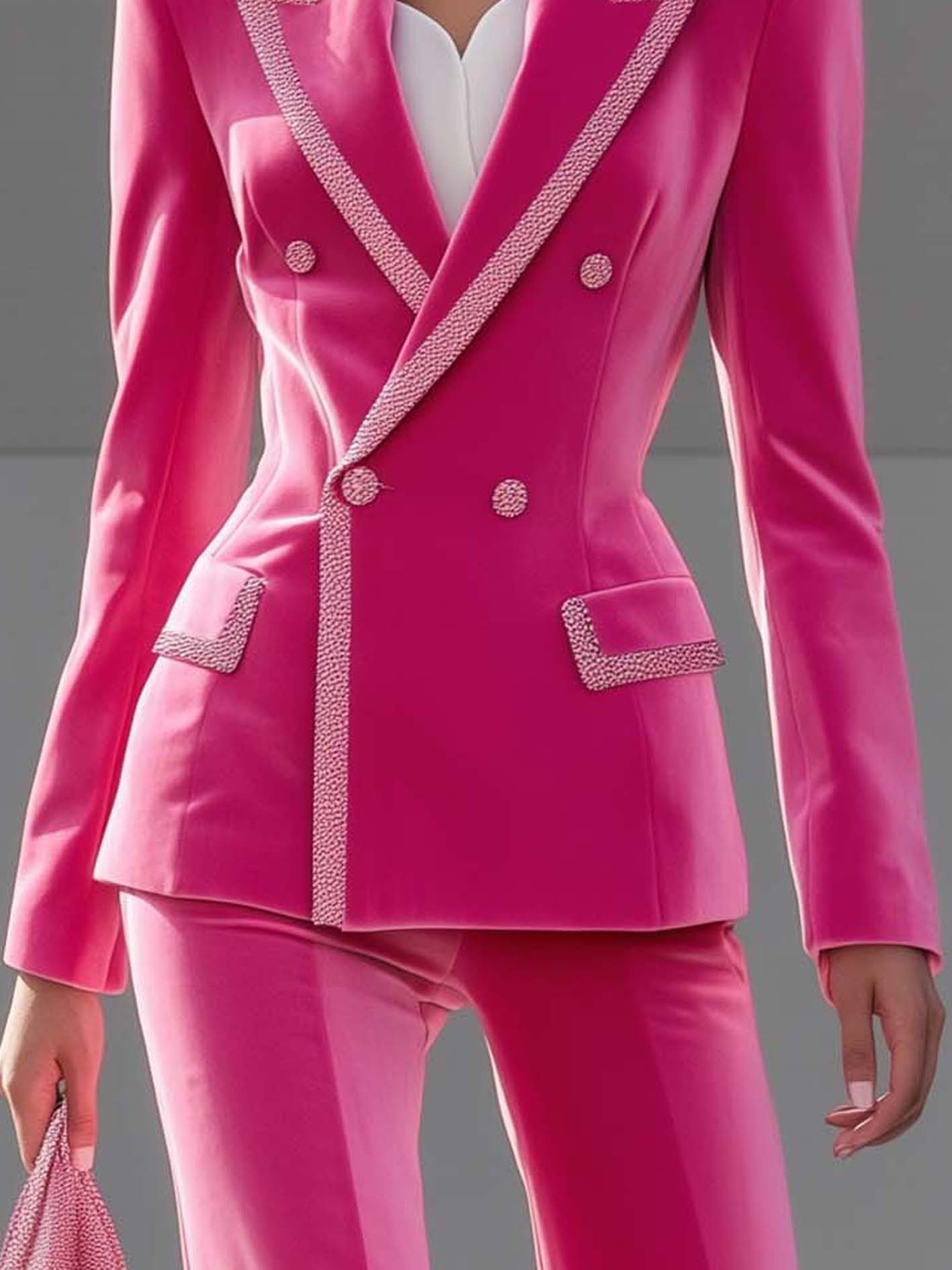 Barbie Pink Velvet Blazer With Light Pink Web Trim