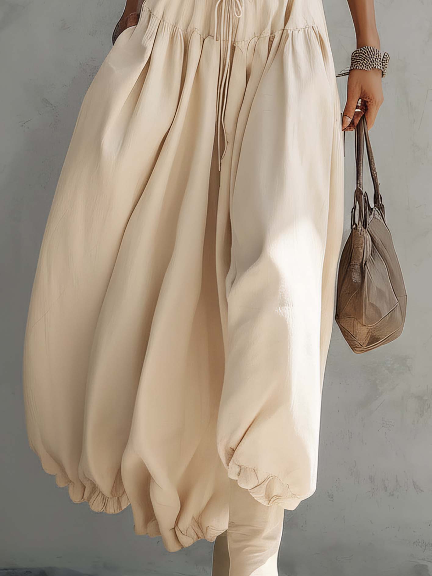 Beige Leopard Print Patchwork Two-Piece Set