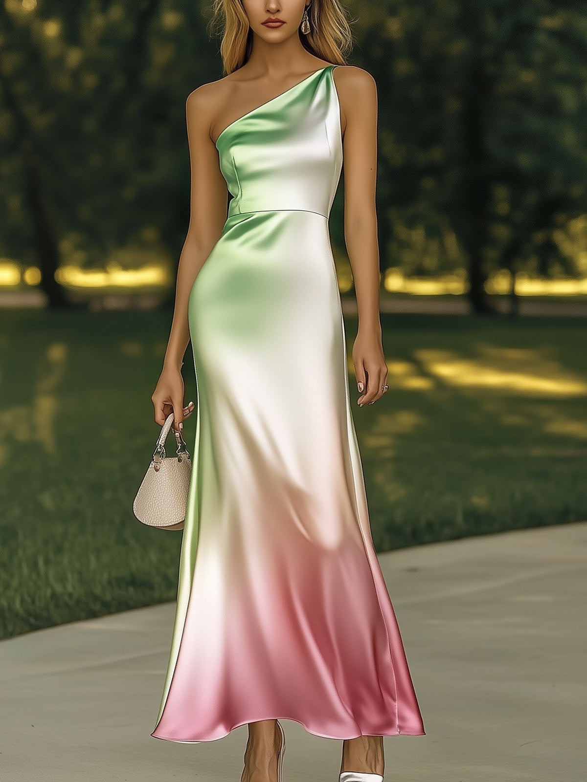 Sleek Satin One-Shoulder Dress