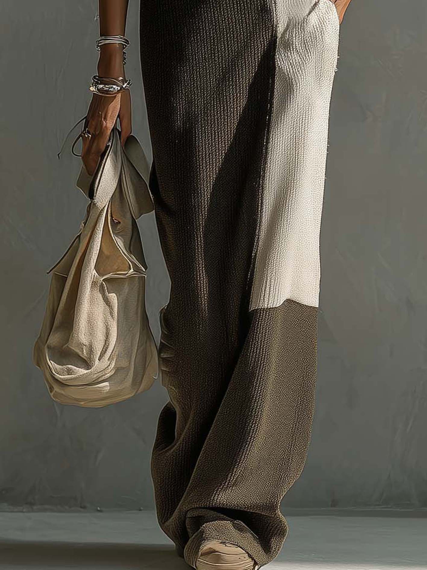 Colorblock Dark Olive Knit One Shoulder Maxi Dress