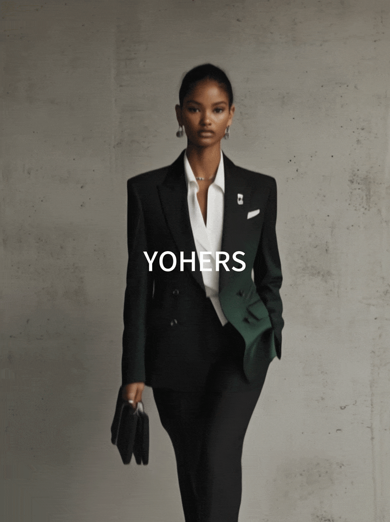 Black And Green Ombre Double Breasted V-Neck Long Sleeved Blazer