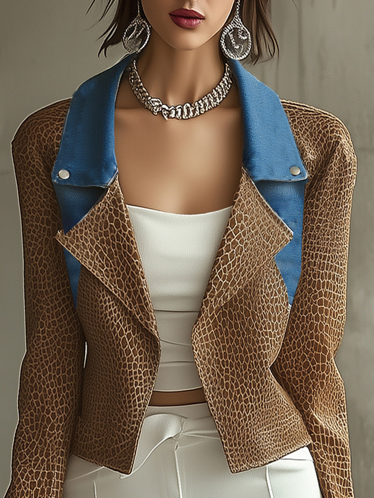Faux Leather Cropped Jacket