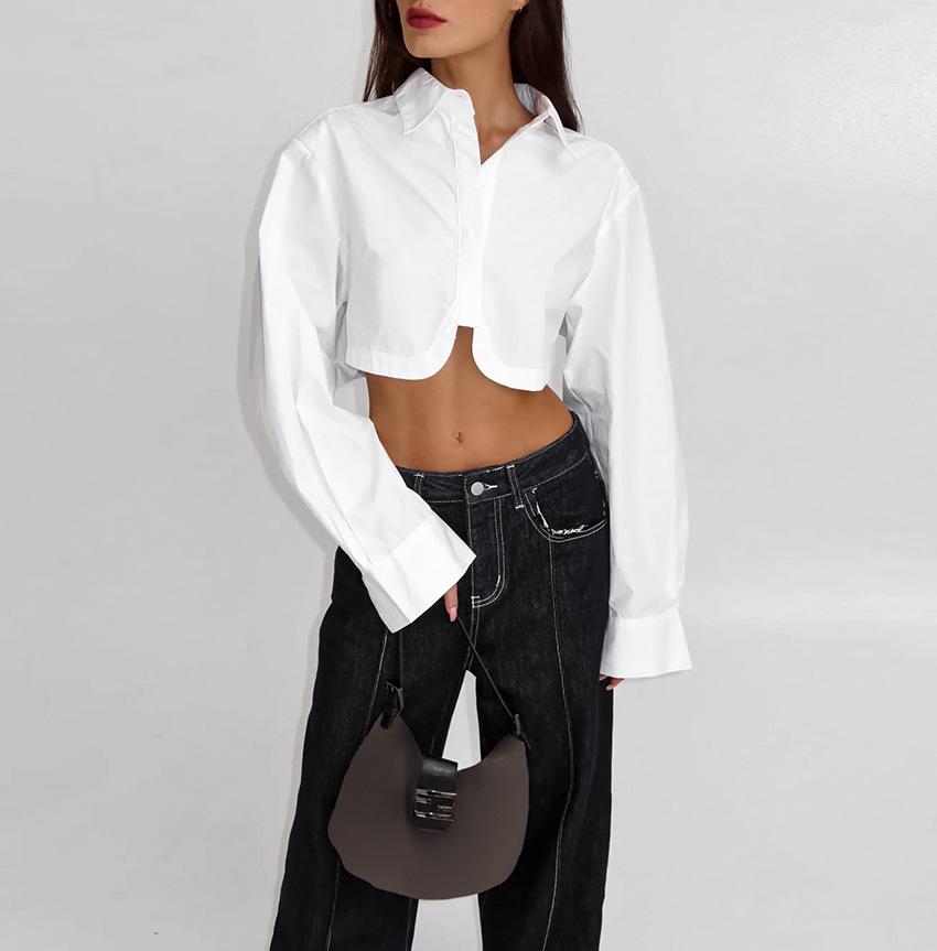 Midriff-baring Slim Fit Shirt