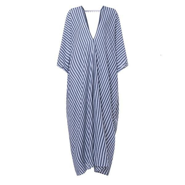 Batwing Sleeves Loose Striped Maxi Dresses