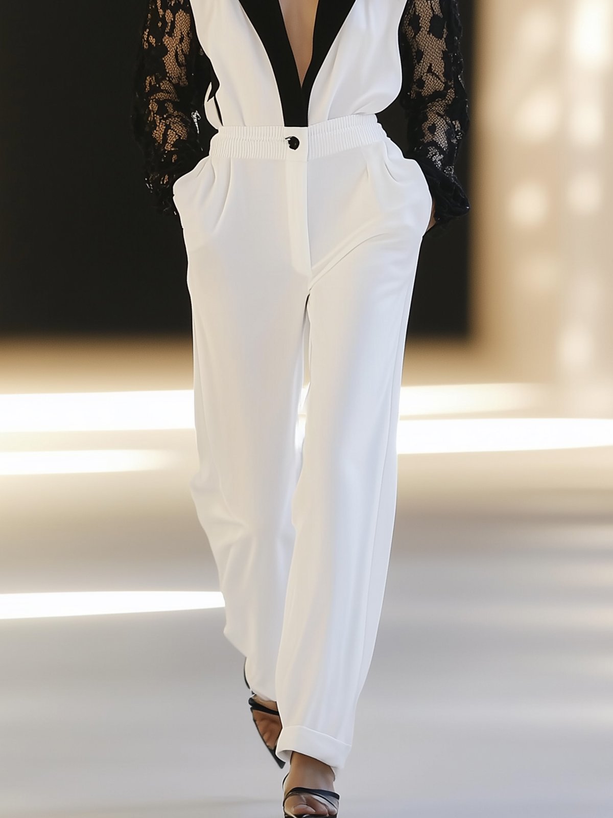 Fit White Velvet Jumpsuit