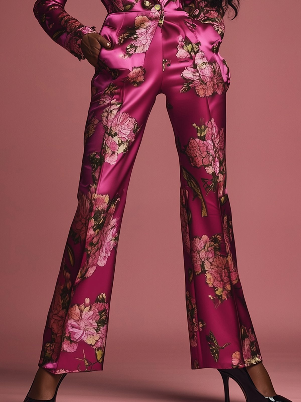 Attractive Satin Print Jumpsuit