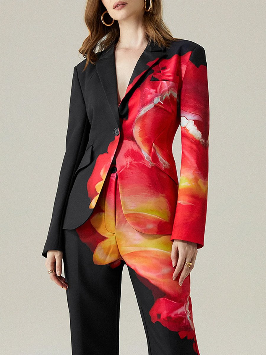 Abstract Lapel Blazer