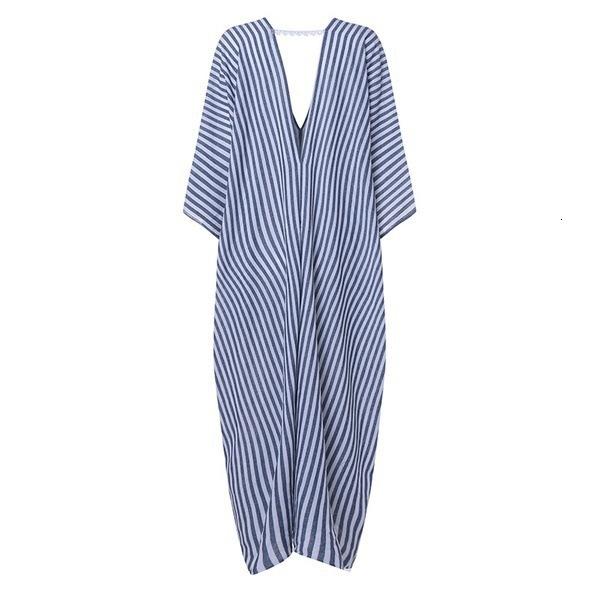 Batwing Sleeves Loose Striped Maxi Dresses