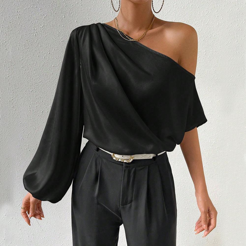 Off-shoulder Slant Neck Top