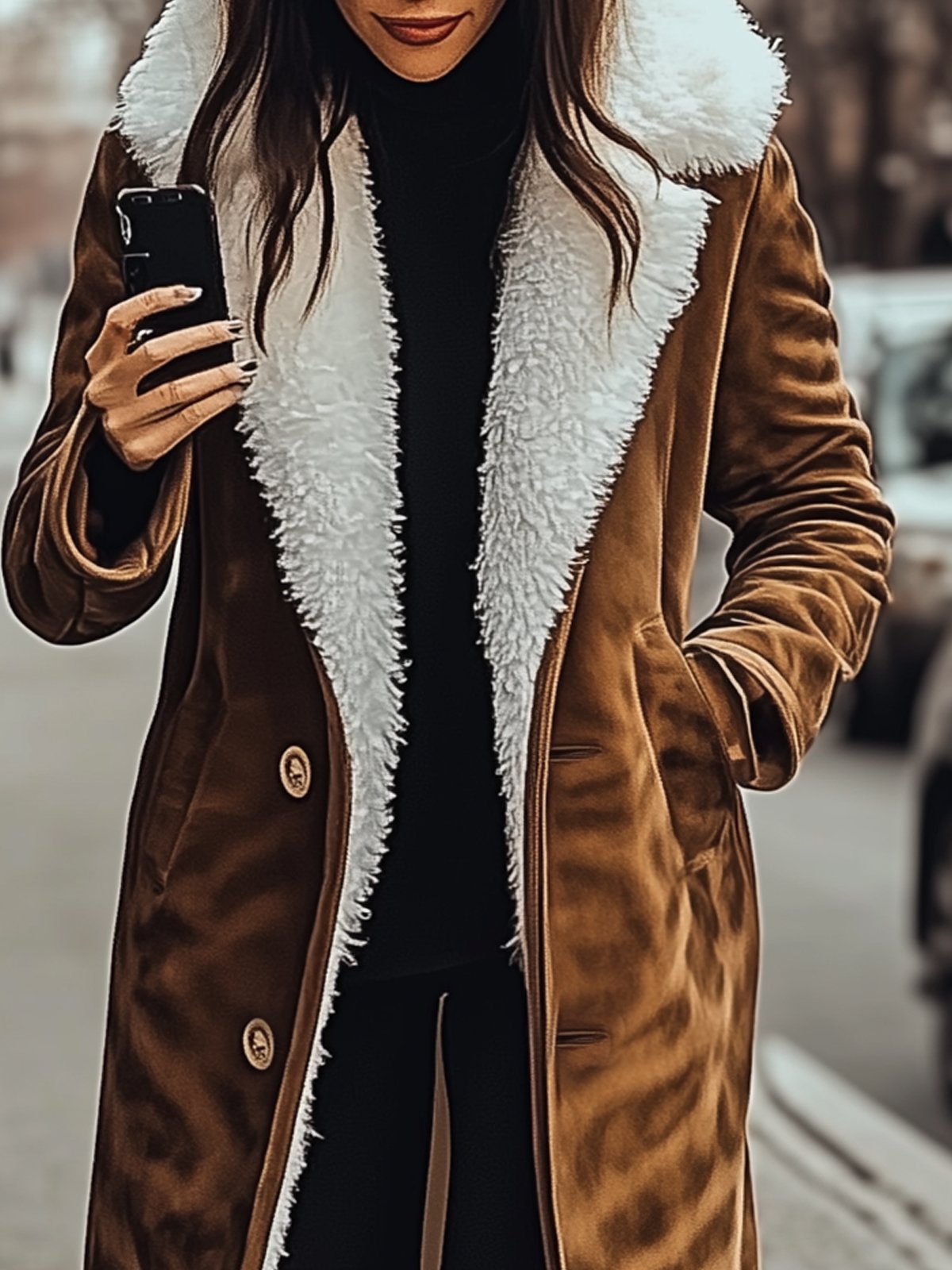 Animal Print Coat with Fur Lining