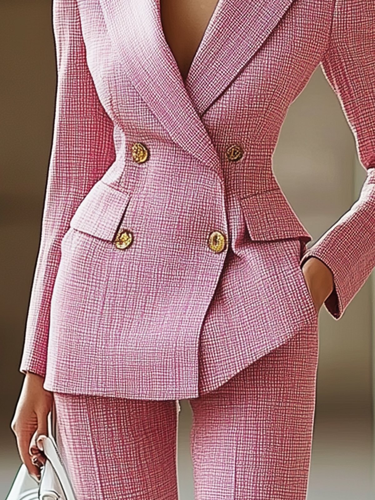 Bright Pink Double Breasted Blazer