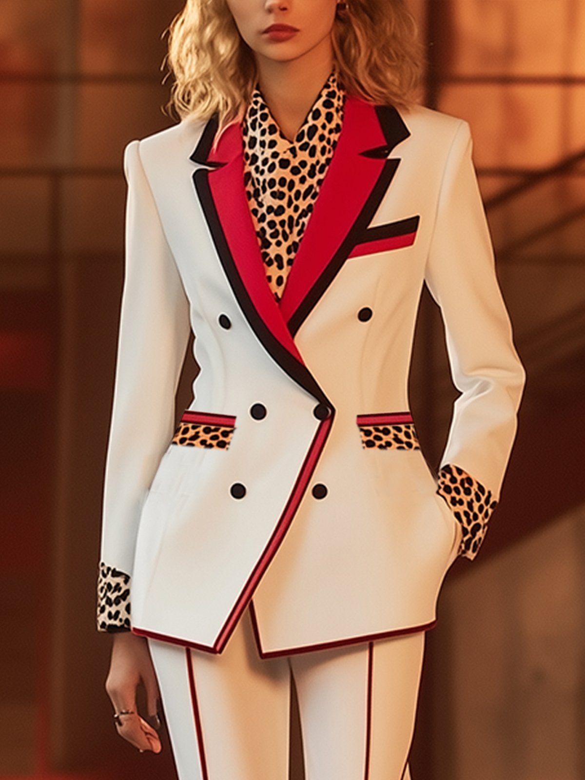 Comfortable Velvet Blazer With Red Stripe Design