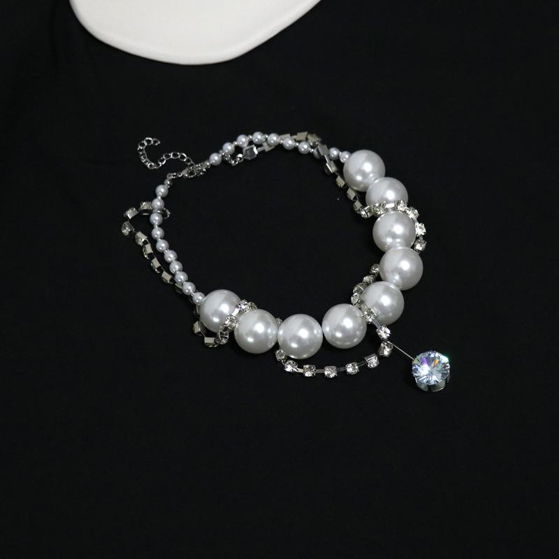 Chain Pearl Double Layer Strap Necklace