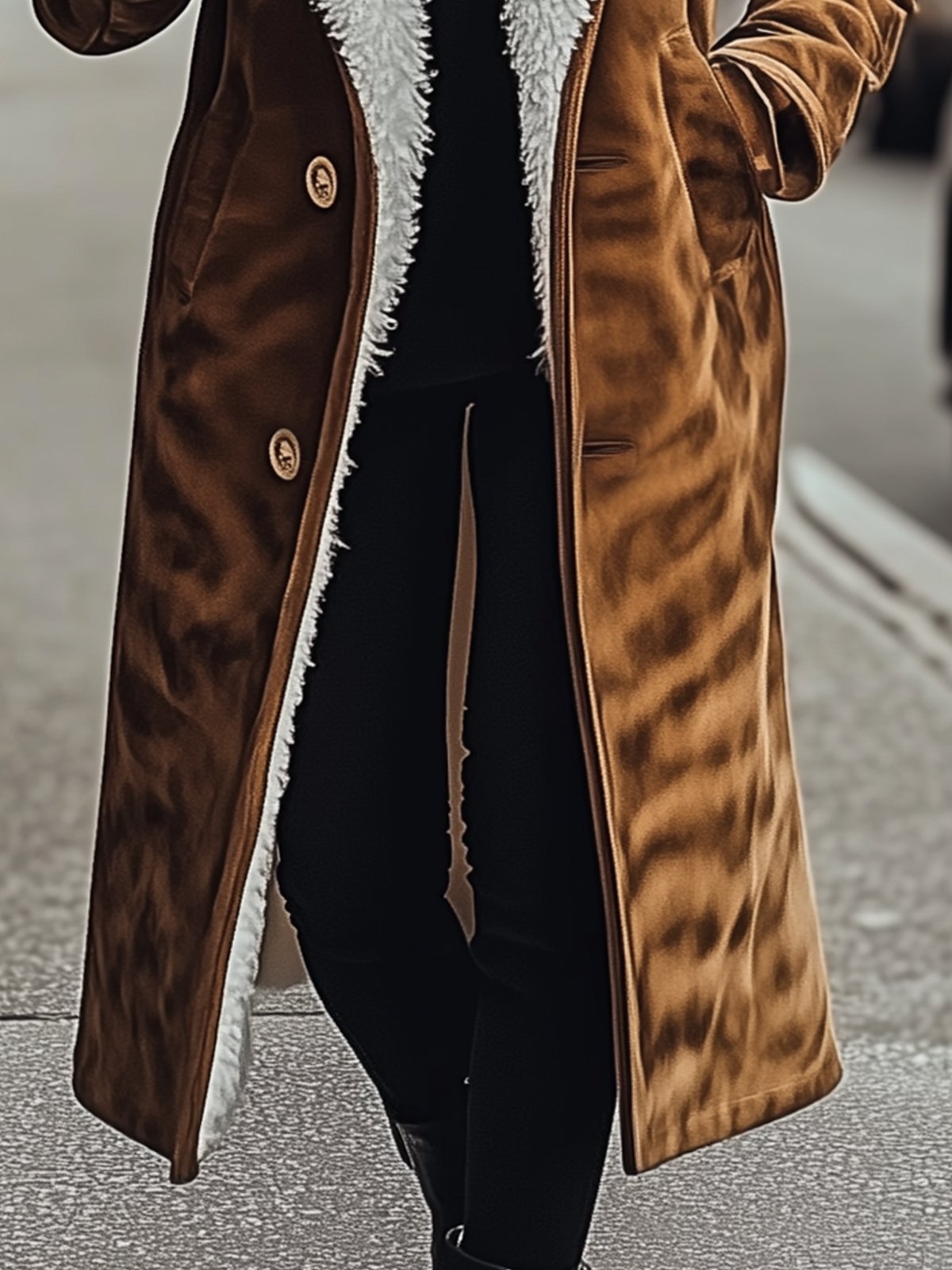 Animal Print Coat with Fur Lining