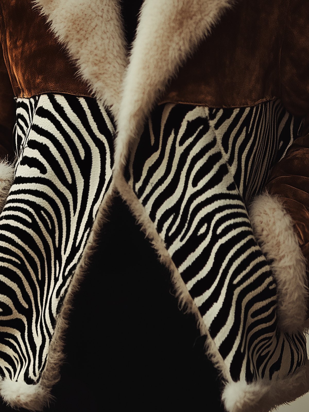 Suede Zebra Print Patchwork Warm Coat