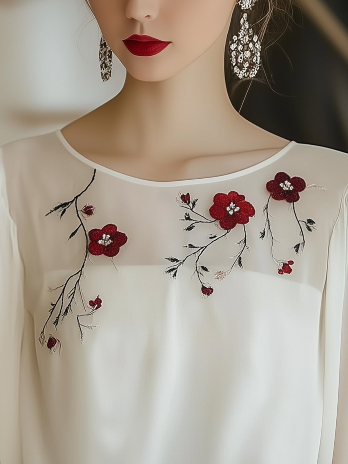 Exquisite Flora Embroidered Shirt