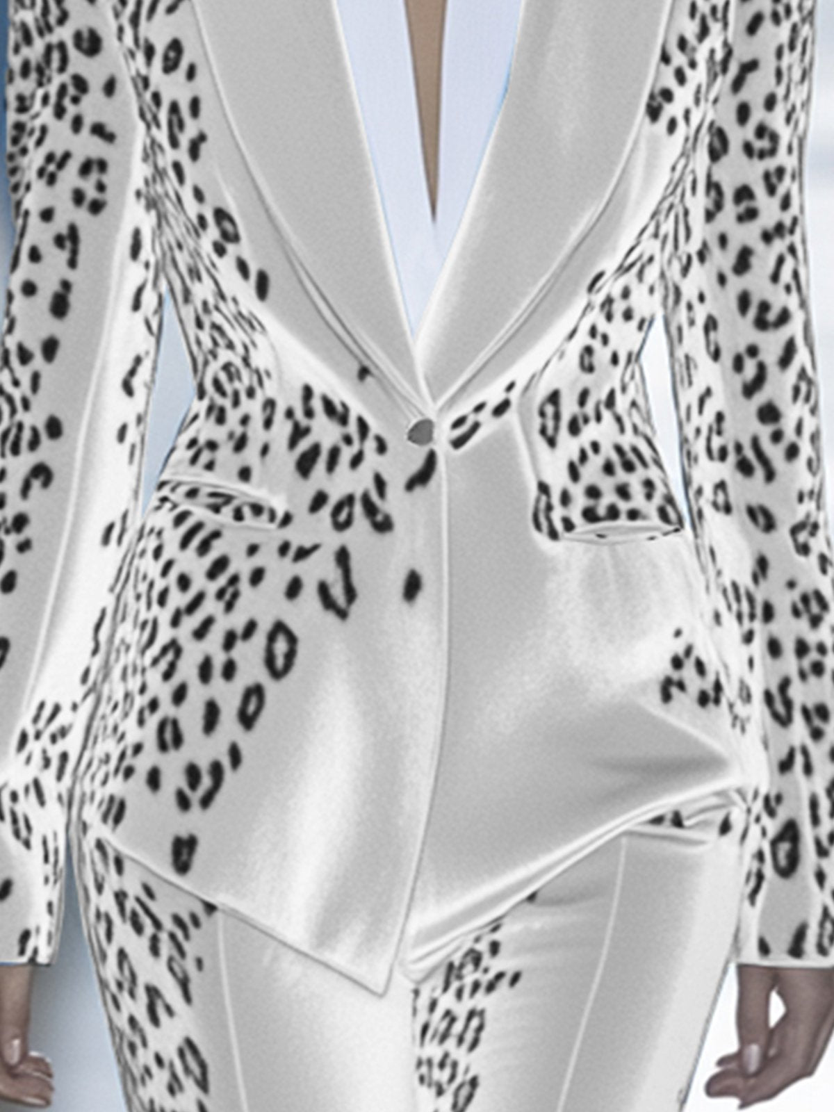 White Velvet Leopard Print Blazer