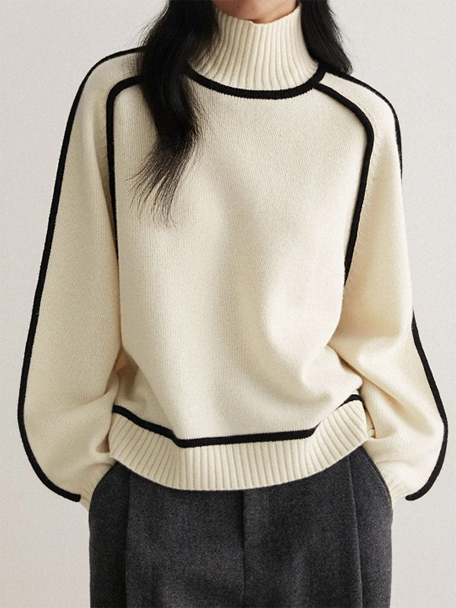 Turtleneck Color Block Sweater