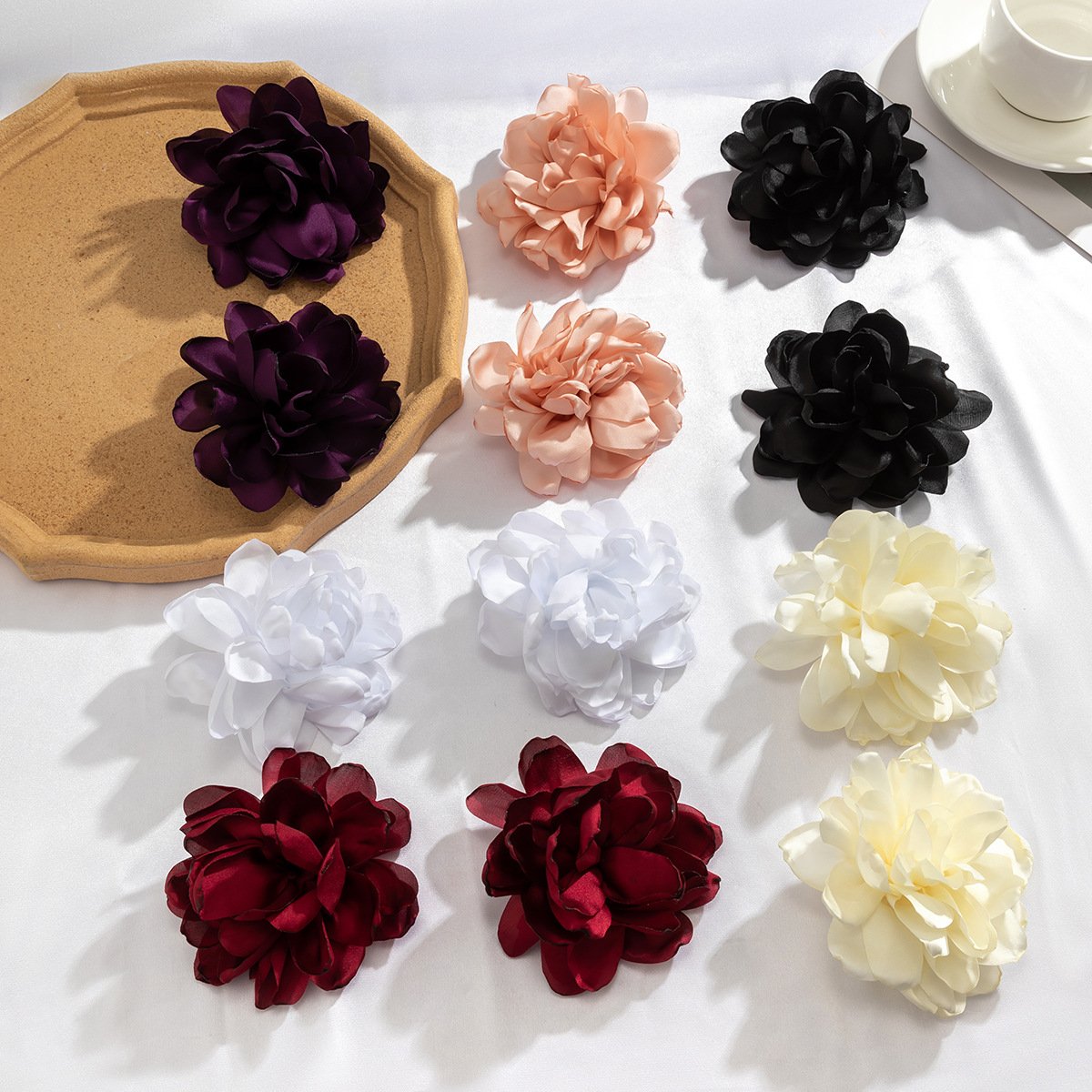 Fabric Large Flower Earrings