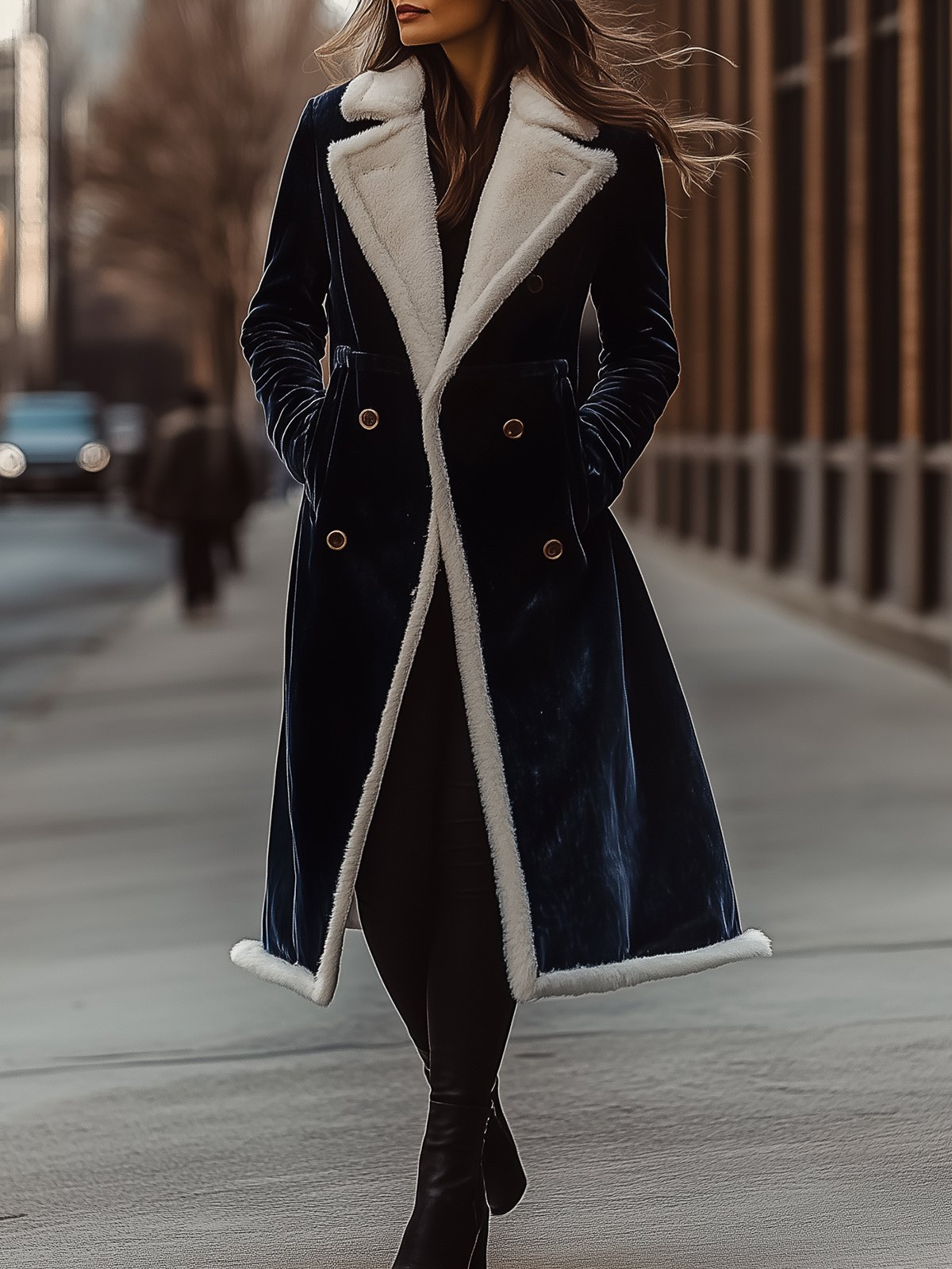 Velvet Coat With Fur Lining And Fur Trim