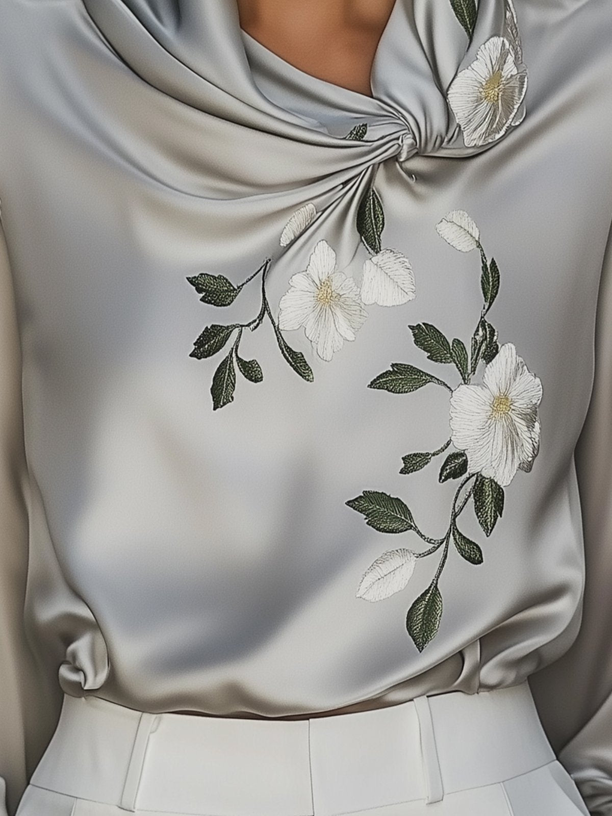 Elegant Satin Embroidered Shirt