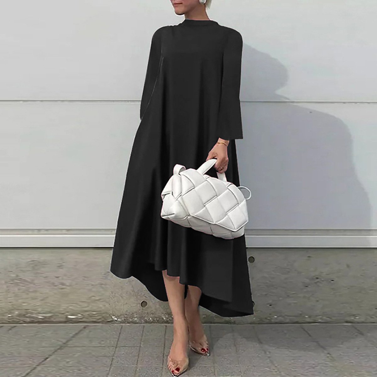 Casual Long Sleeve Solid Color Maxi Dress