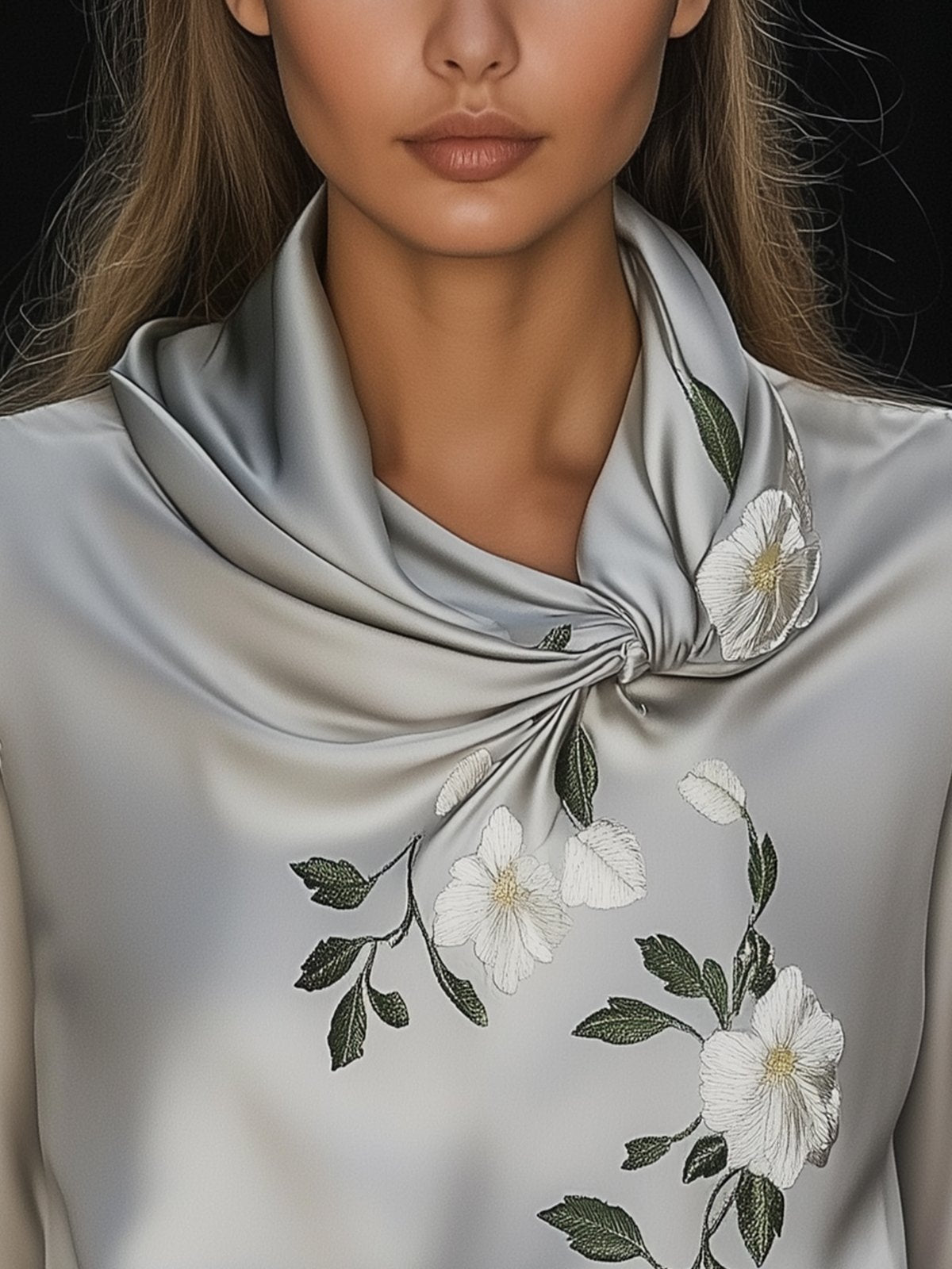 Elegant Satin Embroidered Shirt