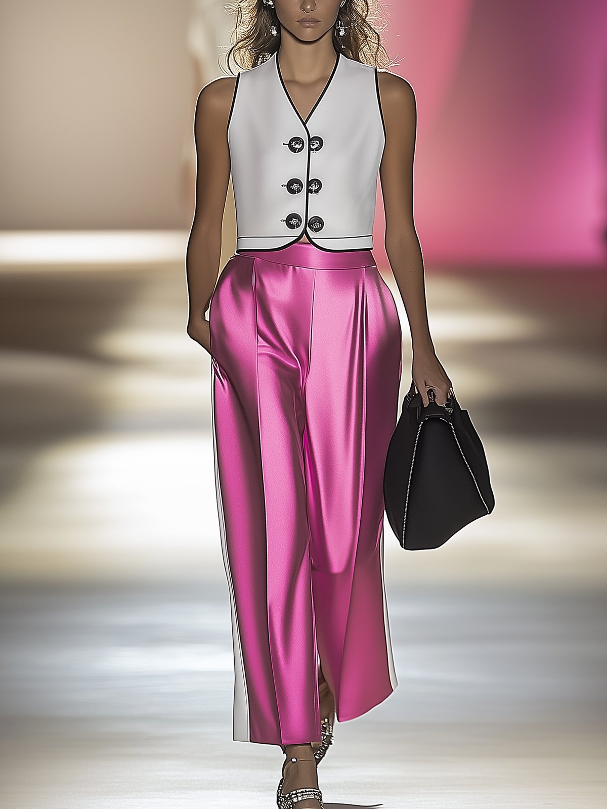 Urban Satin Vest And Pants Suit