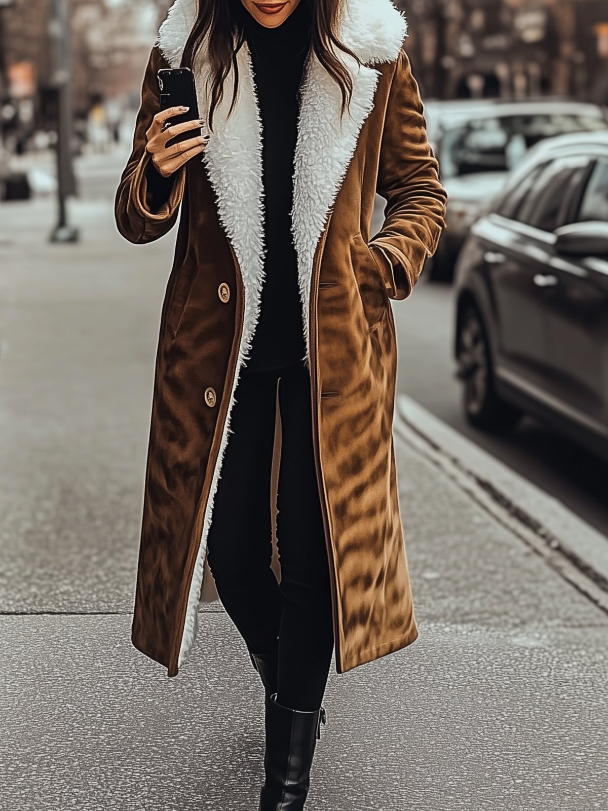 Animal Print Coat with Fur Lining