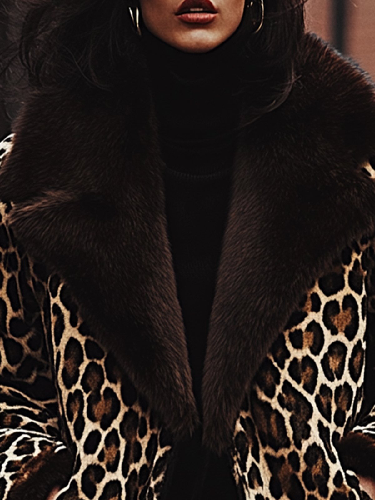 Urban Leopard Print Lapel Windproof Coat