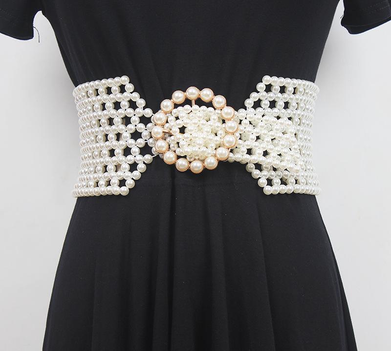 Braided Imitation Pearl Decorative Belt