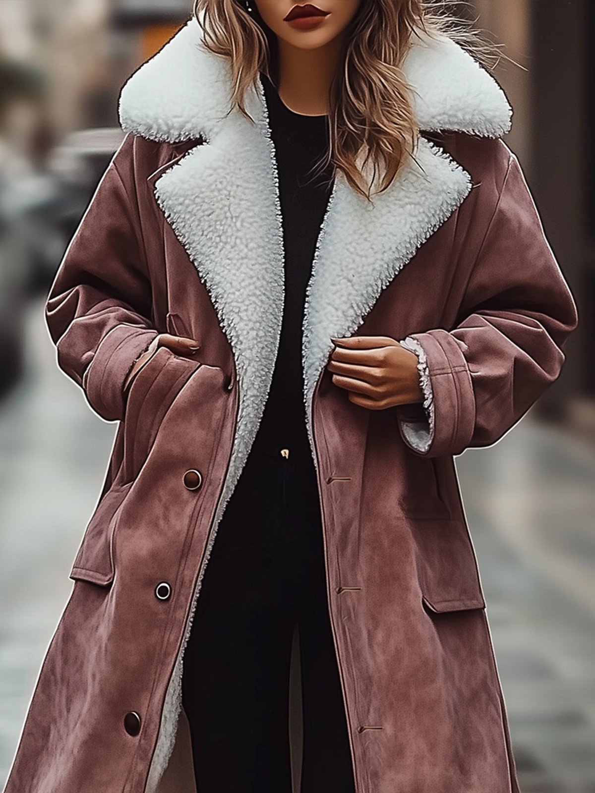 Pink Suede Coat With Fur Lining