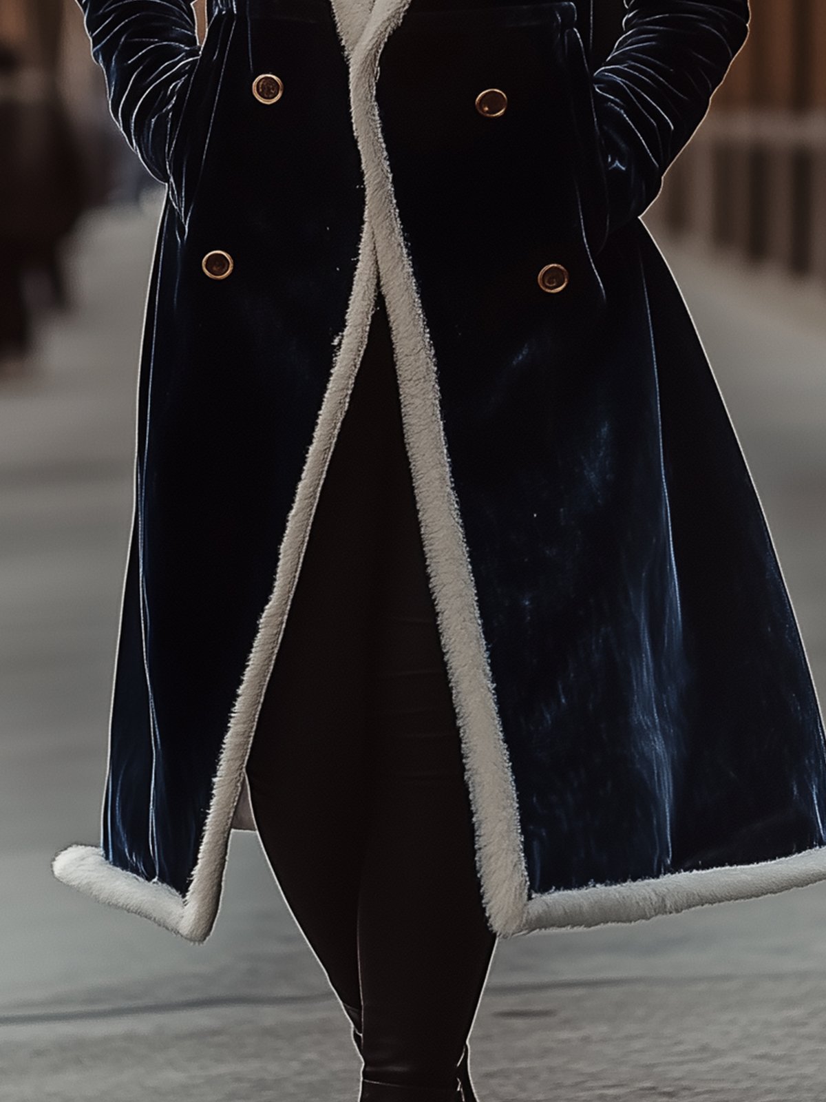 Velvet Coat With Fur Lining And Fur Trim