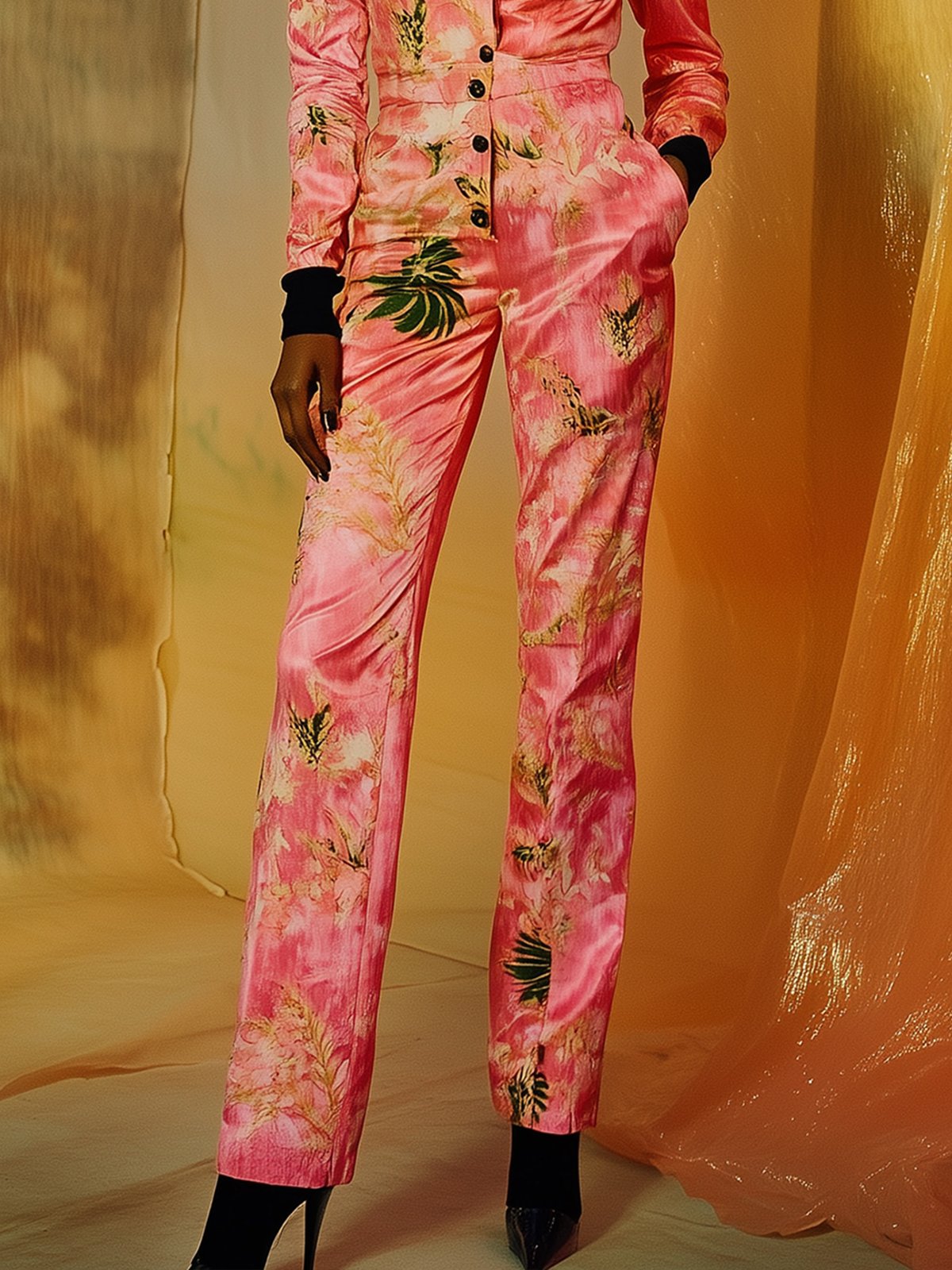 Pink Floral Print Jumpsuit