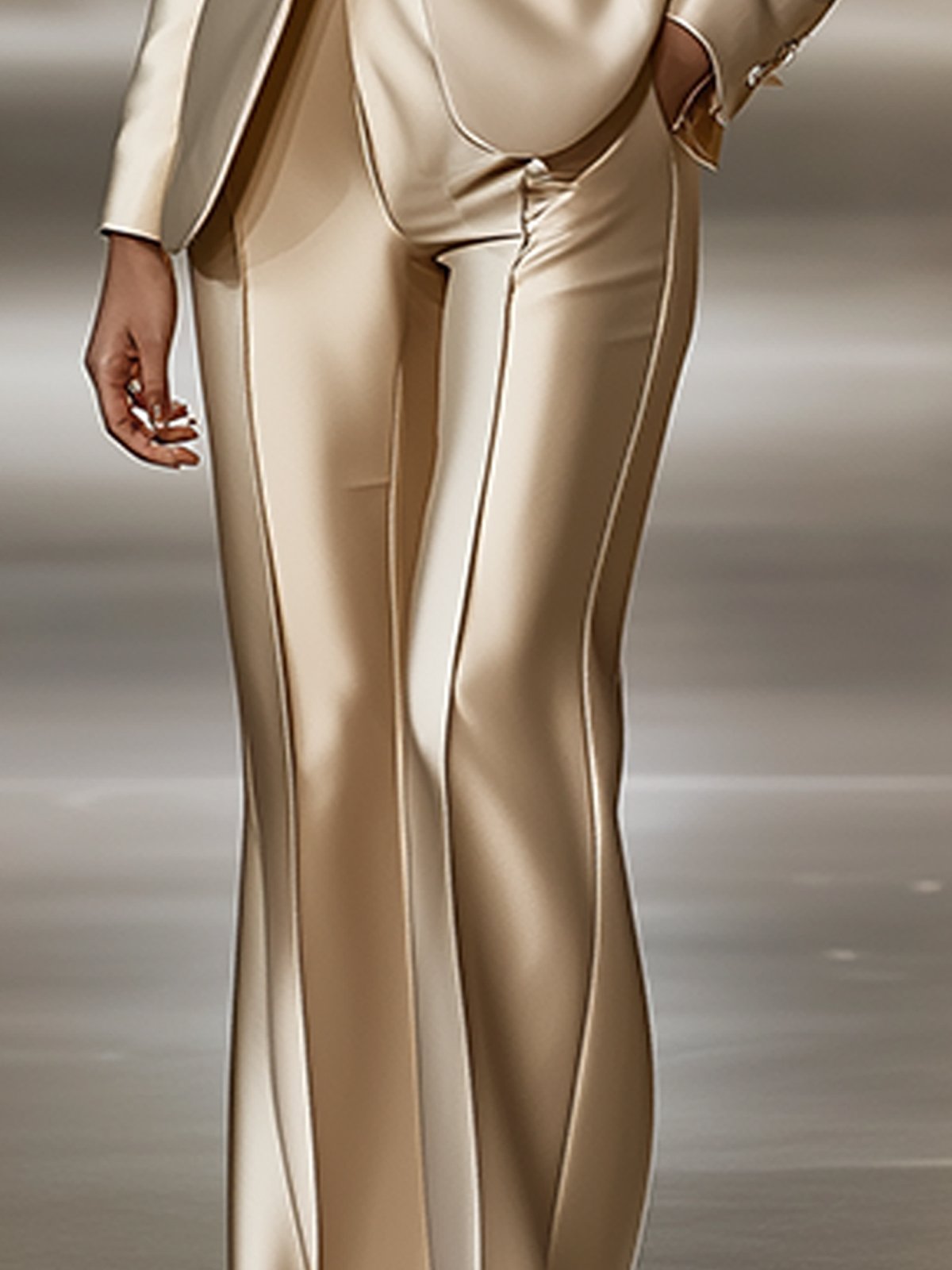 Chic Beige Satin Pants