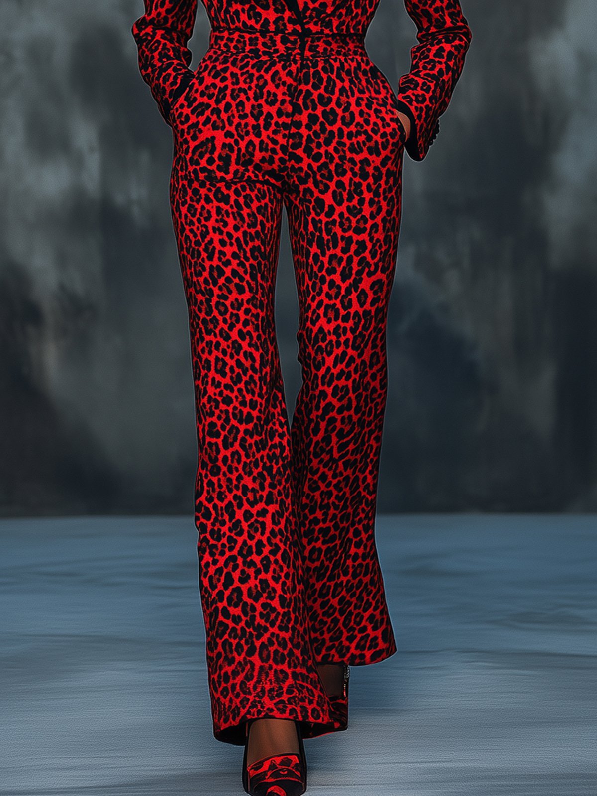 Red Leopard Print Jumpsuit