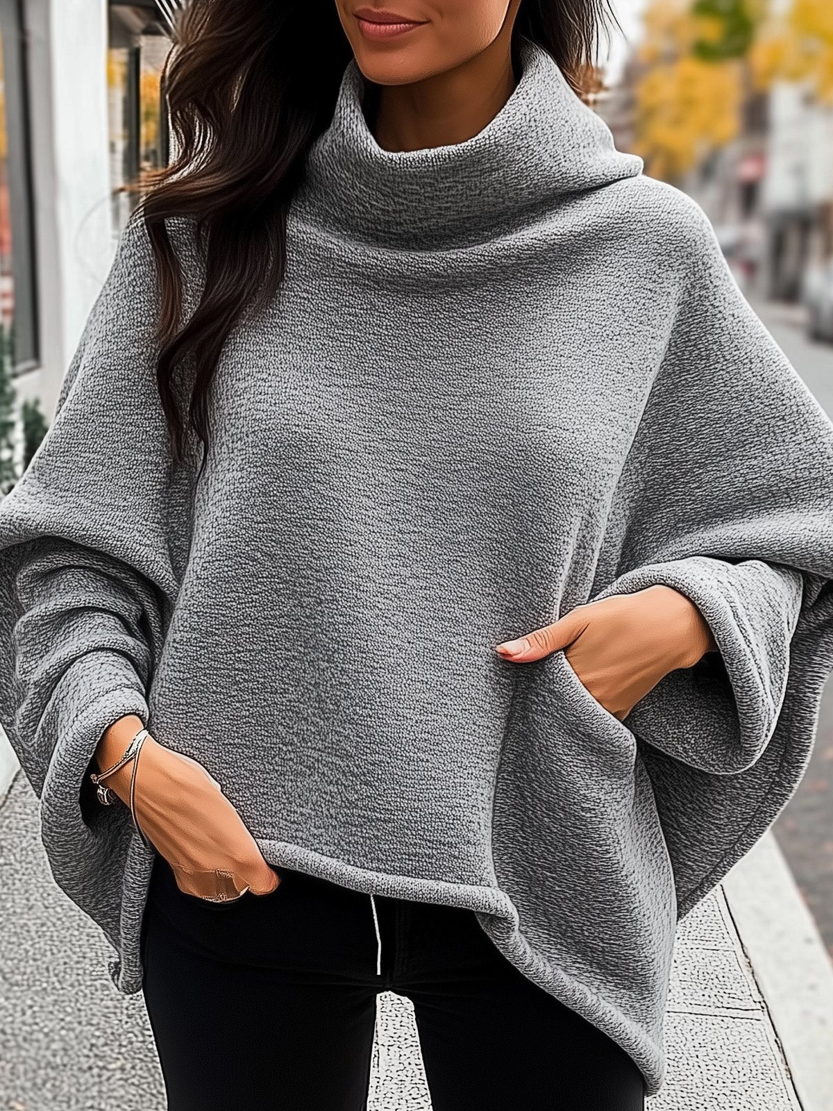 Solid Color High Neck Casual Coat