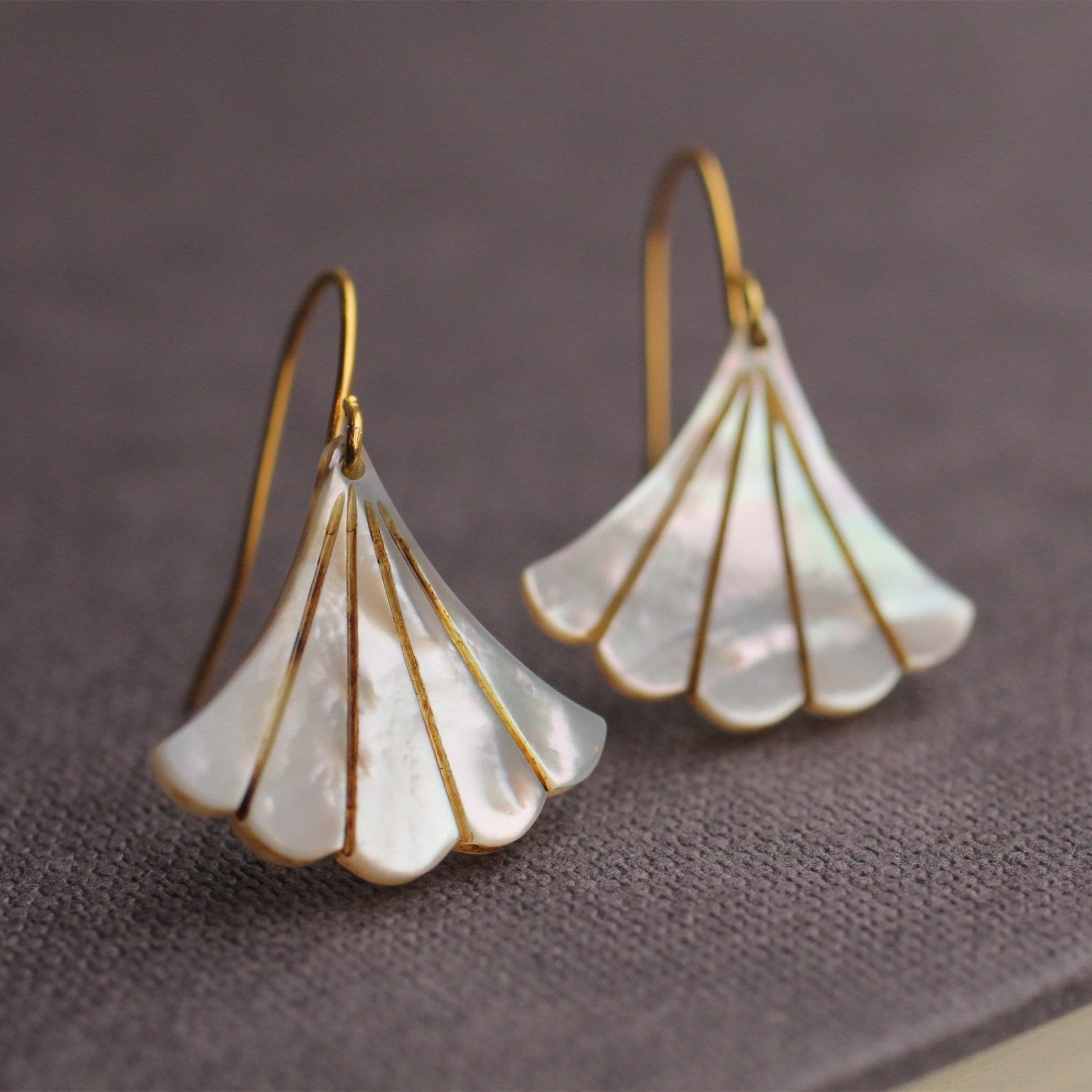 Boucles d'oreilles feuille de Ginkgo festonnées