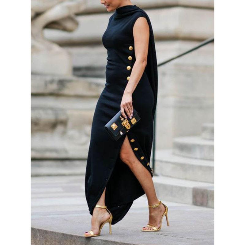 Loose Sleeveless Collar Maxi Dresses