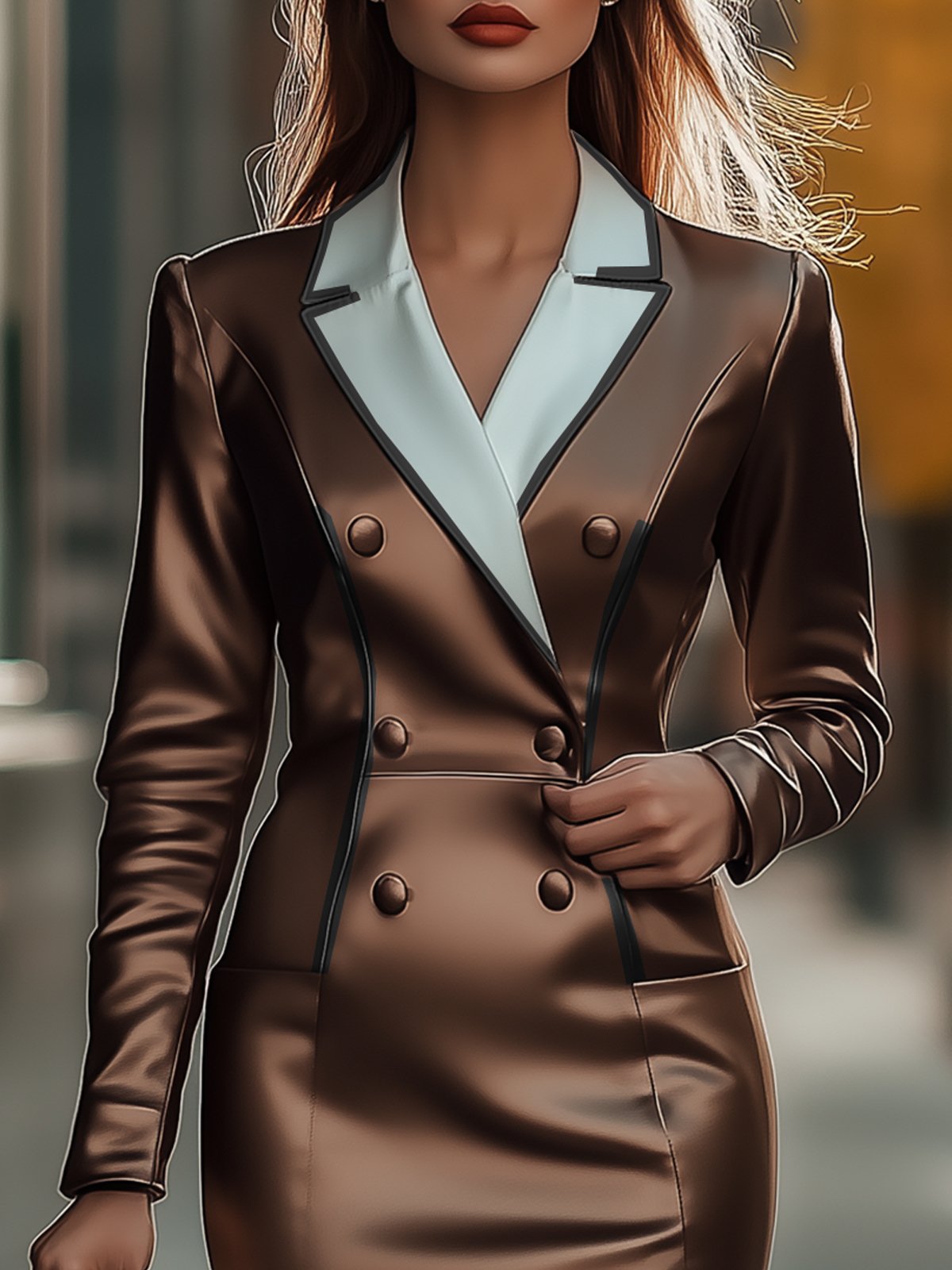 Brown Dress With White Collar