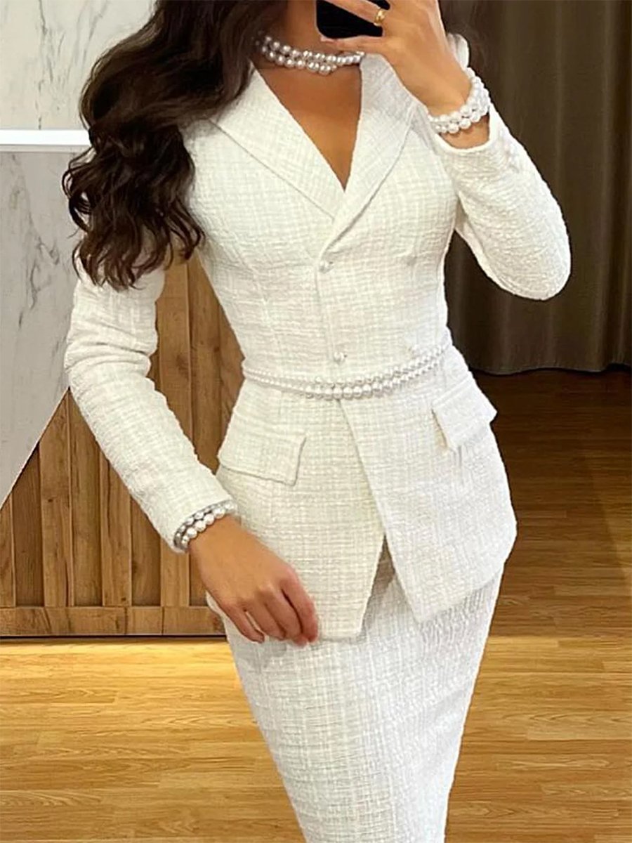 Lapel Collar Long Sleeve Blazer