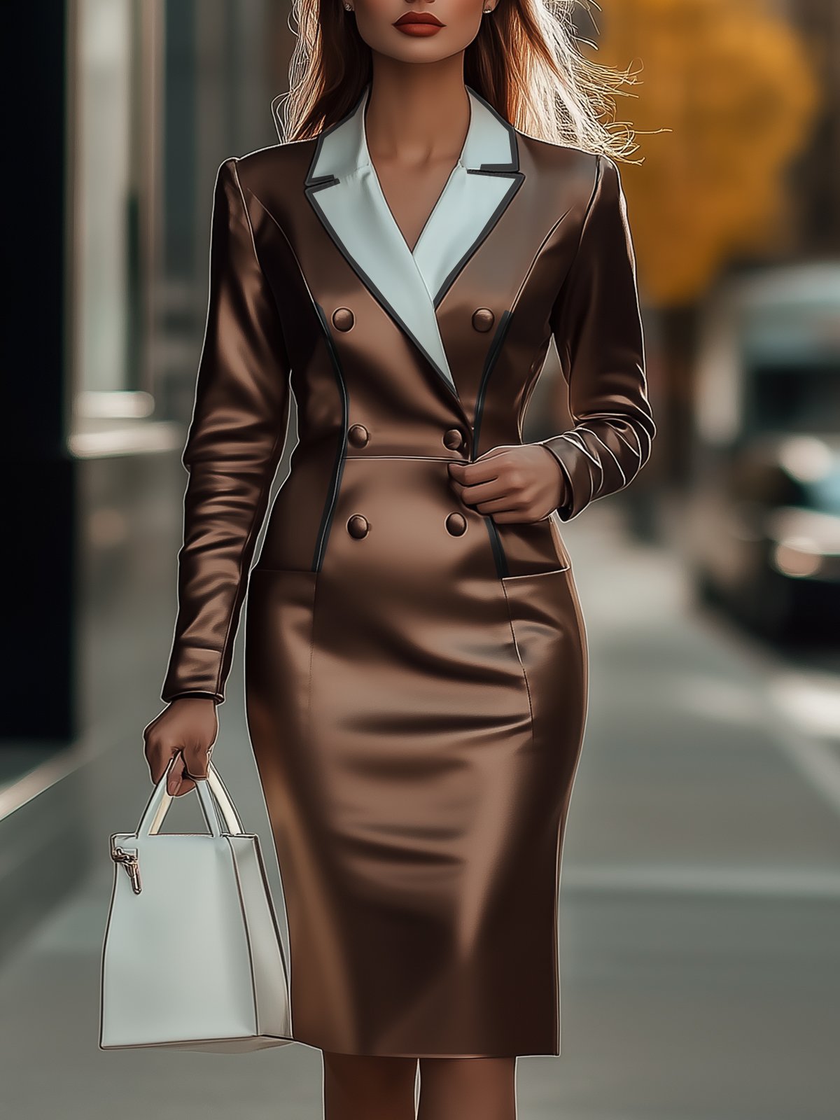 Brown Dress With White Collar