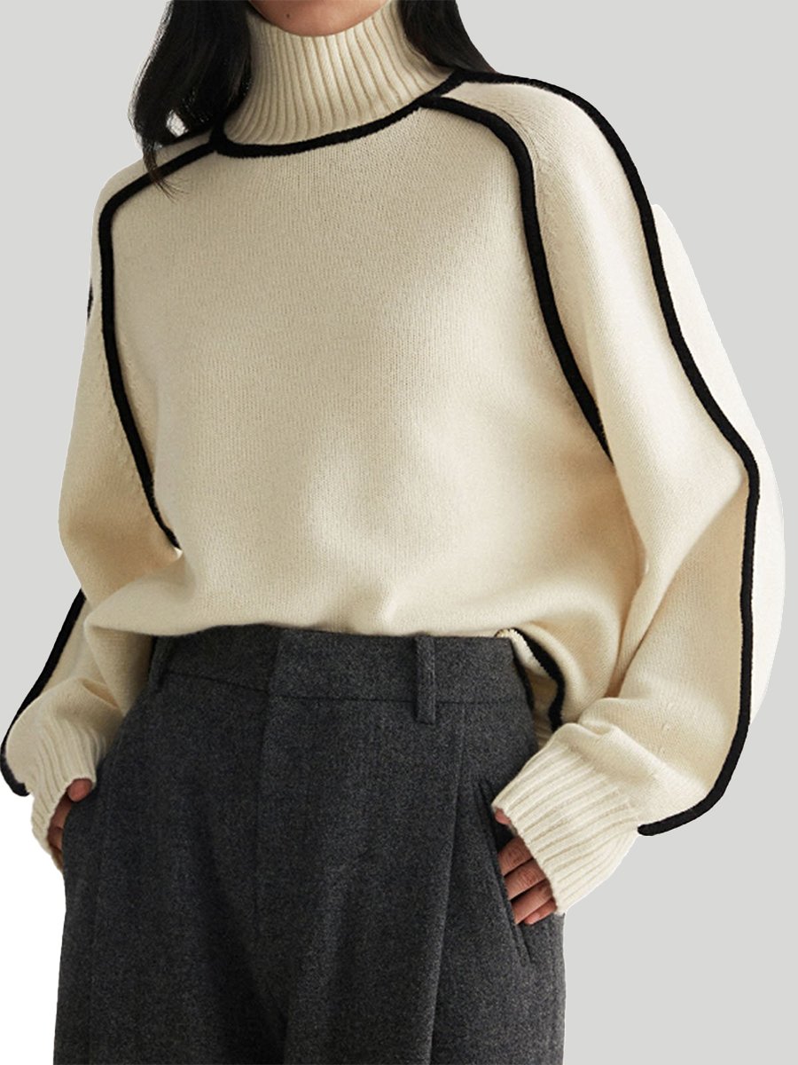 Turtleneck Color Block Sweater